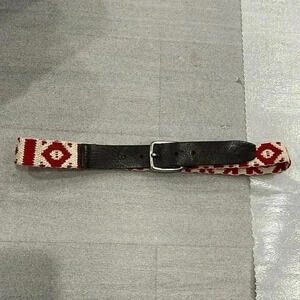 [Waist:28-34in] Leather Embroidered Canvas Blend  Unique Design Belt